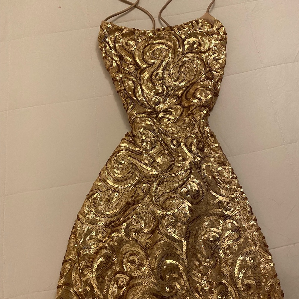 Designer Gold Mini Dress